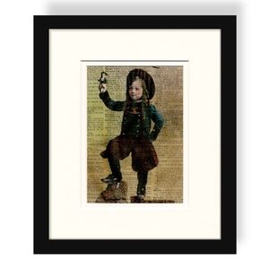 Child Antique Print on Vintage Dictionary Page - postcard printed old page